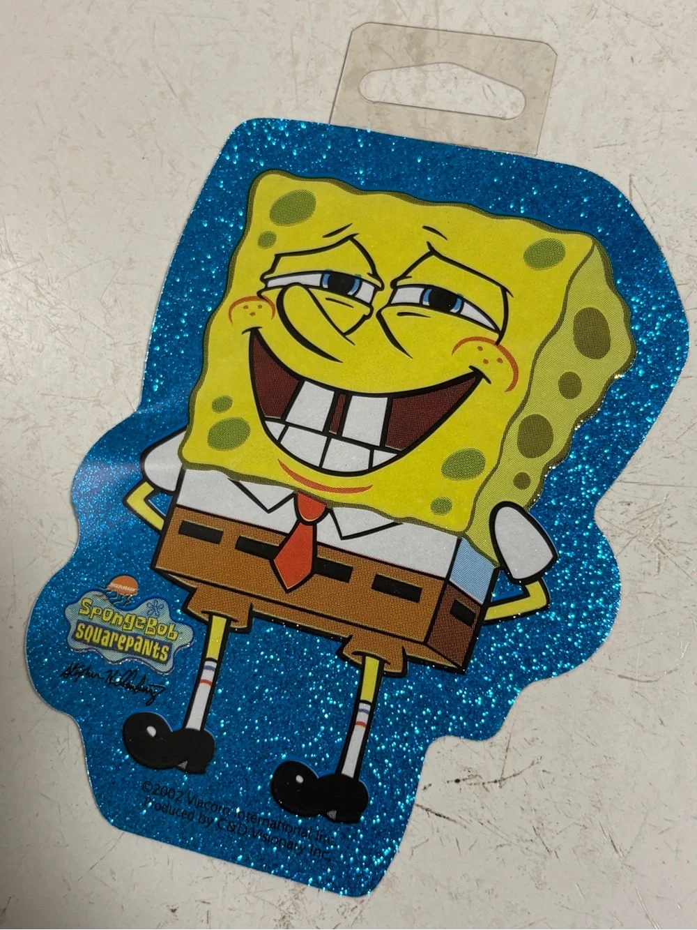 Vintage 2002 SpongeBob Squarepants Blue Sparkle Sticker NEW